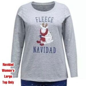 L-NIP Matching Family Christmas “Fleece Navidad” Pajama Top